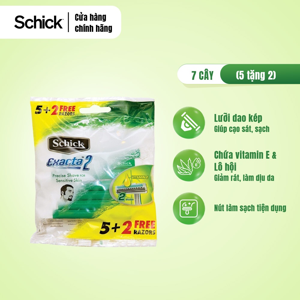 Dao Cạo Nam Dùng 1 Lần Schick Exacta2 5+2S (Vỉ 5 tặng 2)