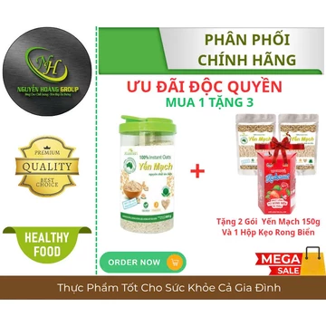 XUÂN AN - Yến Mạch Nguyên Chất Ăn Liền Hộp 800g ( 2 Gói Yến Mạch 150g + Họp Kẹo Rong Biển 90g)