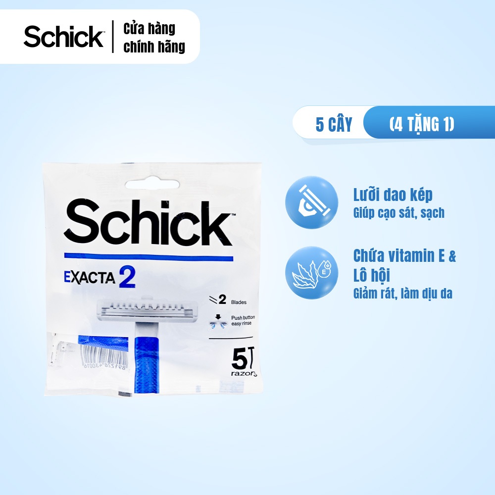 Dao Cạo Dùng 1 Lần Schick Exacta2 Blue (Túi 5 dao cạo)