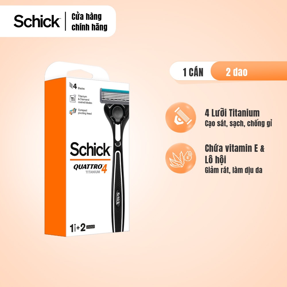 Dao cạo Schick Quattro Titanium Kit 2 (1 cán + 2 đầu lưỡi)