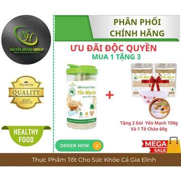 COMBO 5 HỘP - Yến Mạch Nguyên Chất Xuân An 800g( Tặng 10 Gói Yến Mạch 150g + 5 Tô Cháo 60g)