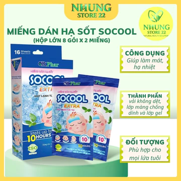 Miếng Dán Hạ Sốt Socool Extra Mát Lạnh Dùng Cho Trẻ Sơ Sinh, Trẻ Em Và Người Lớn (Hộp 16 Miếng) - Nhung Store 22