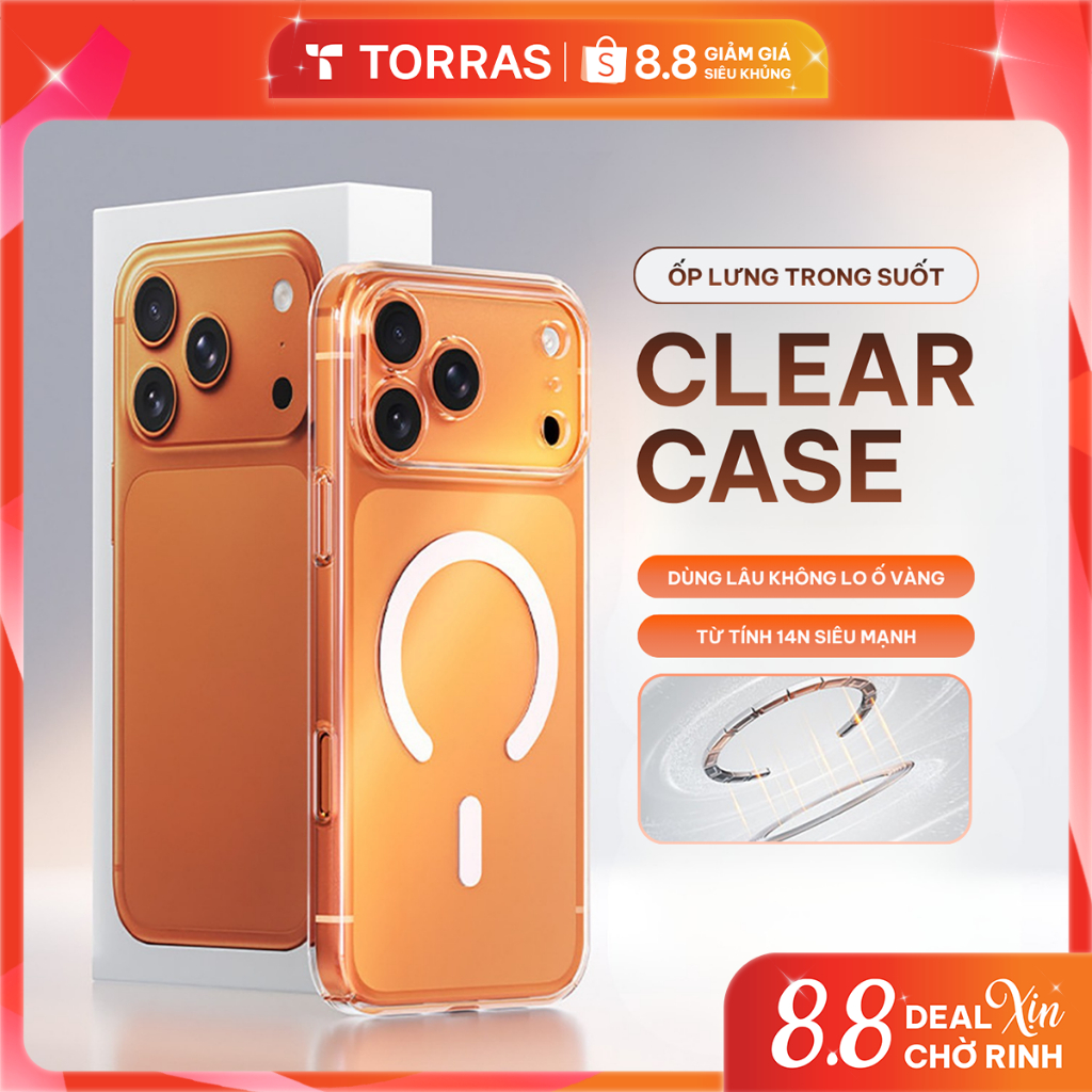 [Không Ố Vàng] Ốp Lưng iPhone Trong Suốt TORRAS Bảo Hành Kèm Bảo Vệ Camera 17 Pro Max 15 16 14 13 12 11 Plus Air