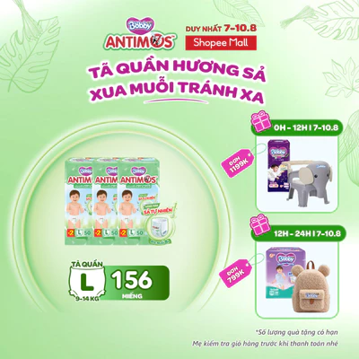 [V] - [MỚI] Combo 3 tã Quần Xua Muỗi Bobby Antimos – Hàng rào Sả tự nhiên Bye Muỗi 8H - M52/L50+2/XL48+4/XXL46+6
