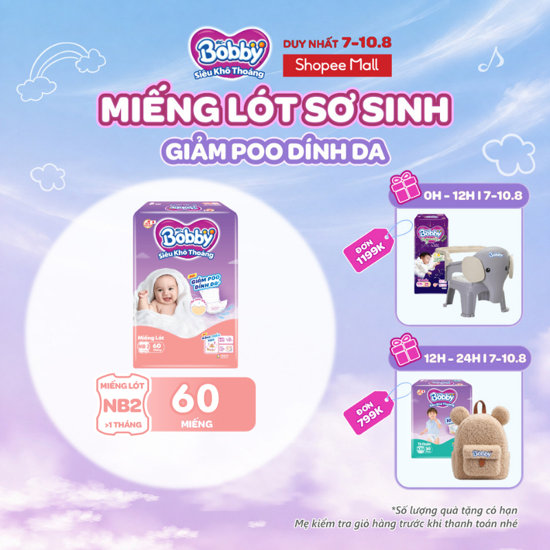 Miếng lót sơ sinh Bobby Newborn 2-60 miếng