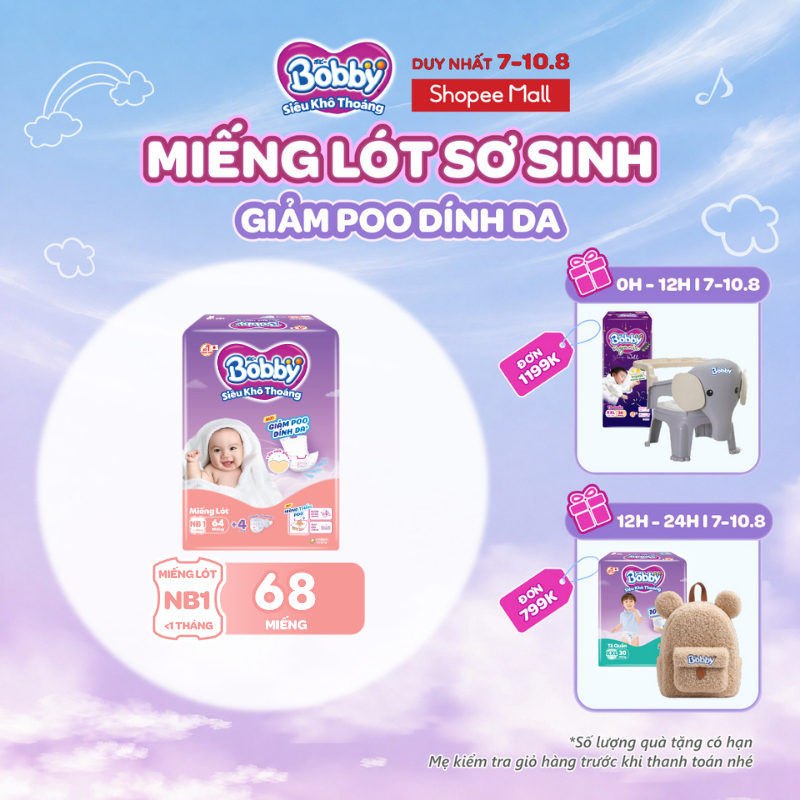 [TẶNG MIẾNG NGẪU NHIÊN] Miếng lót sơ sinh Bobby Newborn 1-64 miếng