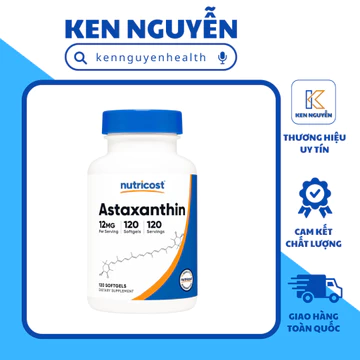 Nutricost Astaxanthin 12mg – Hỗ Trợ Chống Oxy Hóa, Hỗ Trợ Sức Khỏe Da, Mắt & Tim Mạch