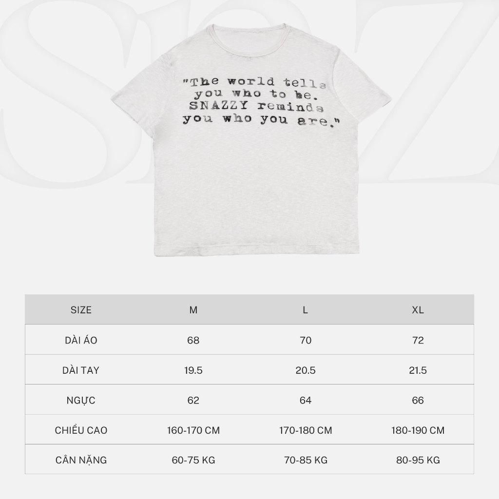 Áo Thun Boxy SNAZZY Unisex Nam Nữ Chất Liệu Cotton Chính Hãng - WHO YOU ARE TEE | BigBuy360 - bigbuy360.vn
