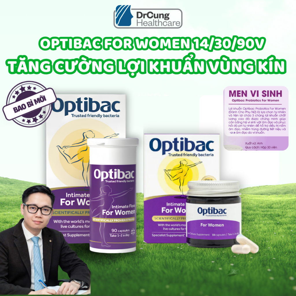 Men Vi Sinh Phụ Khoa Optibac Tím - For Women Men Vi Sinh Bổ Sung Lợi Khuẩn (Hộp 14 viên/ 30 viên/90 viên)