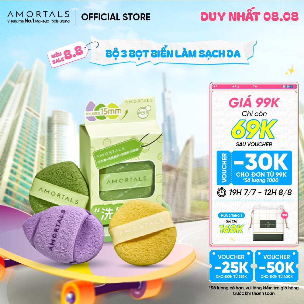 COMBO 6 Bọt Mút Rửa Mặt AMORTALS – Làm Sạch Sâu, Dưỡng Da Mềm Mịn, Dịu Nhẹ Cho Mọi Loại Da
