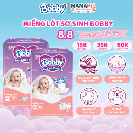 Miếng lót sơ sinh Bobby Newborn 1-108 miếng