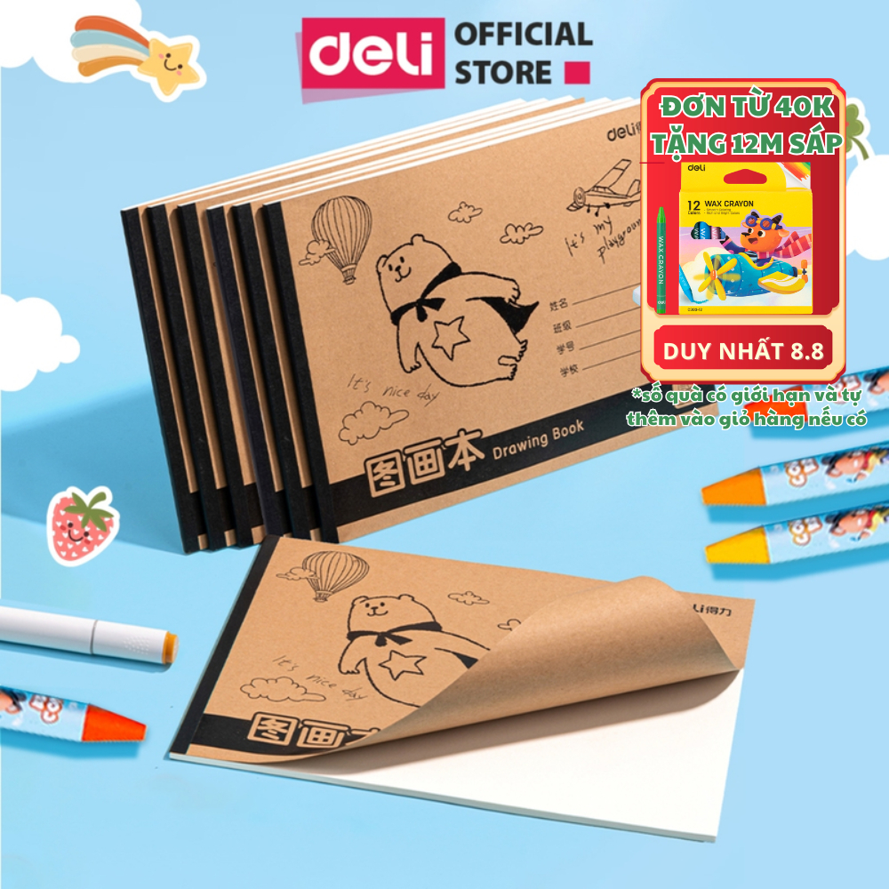 [MUA 3 GIẢM 30%] Và Vẽ Học Sinh Tập Tô Màu Cho Bé Deli - Sổ Tô Màu 40/60tr Sổ Vẽ học sinh Giấy Dày Mịn Hạn Chế Lem Màu