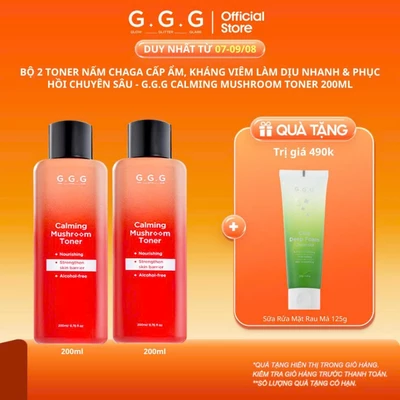 Bộ 2 Toner Nấm Chaga Cấp Ẩm, Kháng Viêm Làm Dịu Nhanh & Phục Hồi Chuyên Sâu - G.G.G Calming Mushroom Toner 200ml