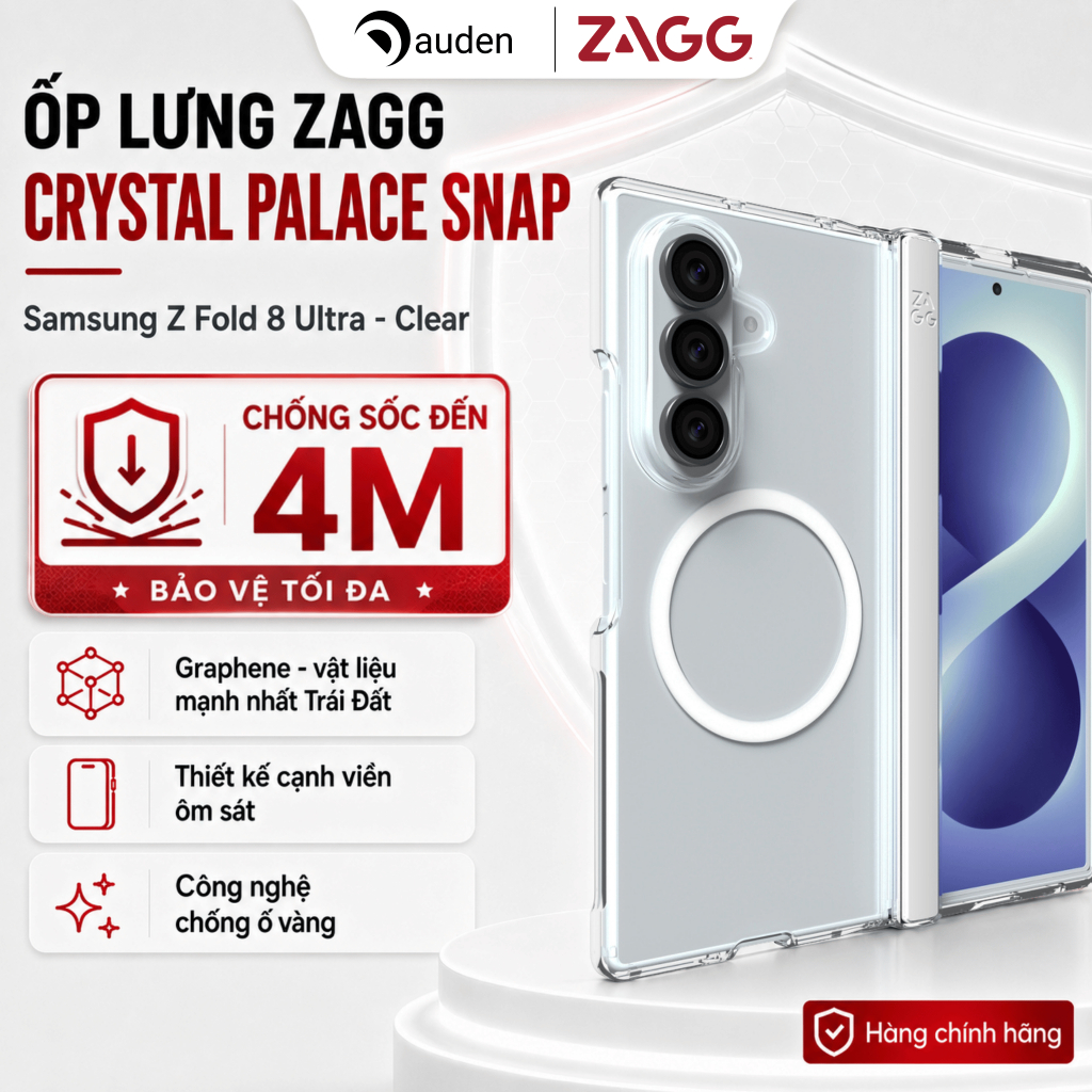 [Samsung Z Flip / Fold8 / Fold8 Ultra] Ốp lưng ZAGG Crystal Palace Snap chống sốc 4m, bảo vệ bản lề, Hàng chính hãng