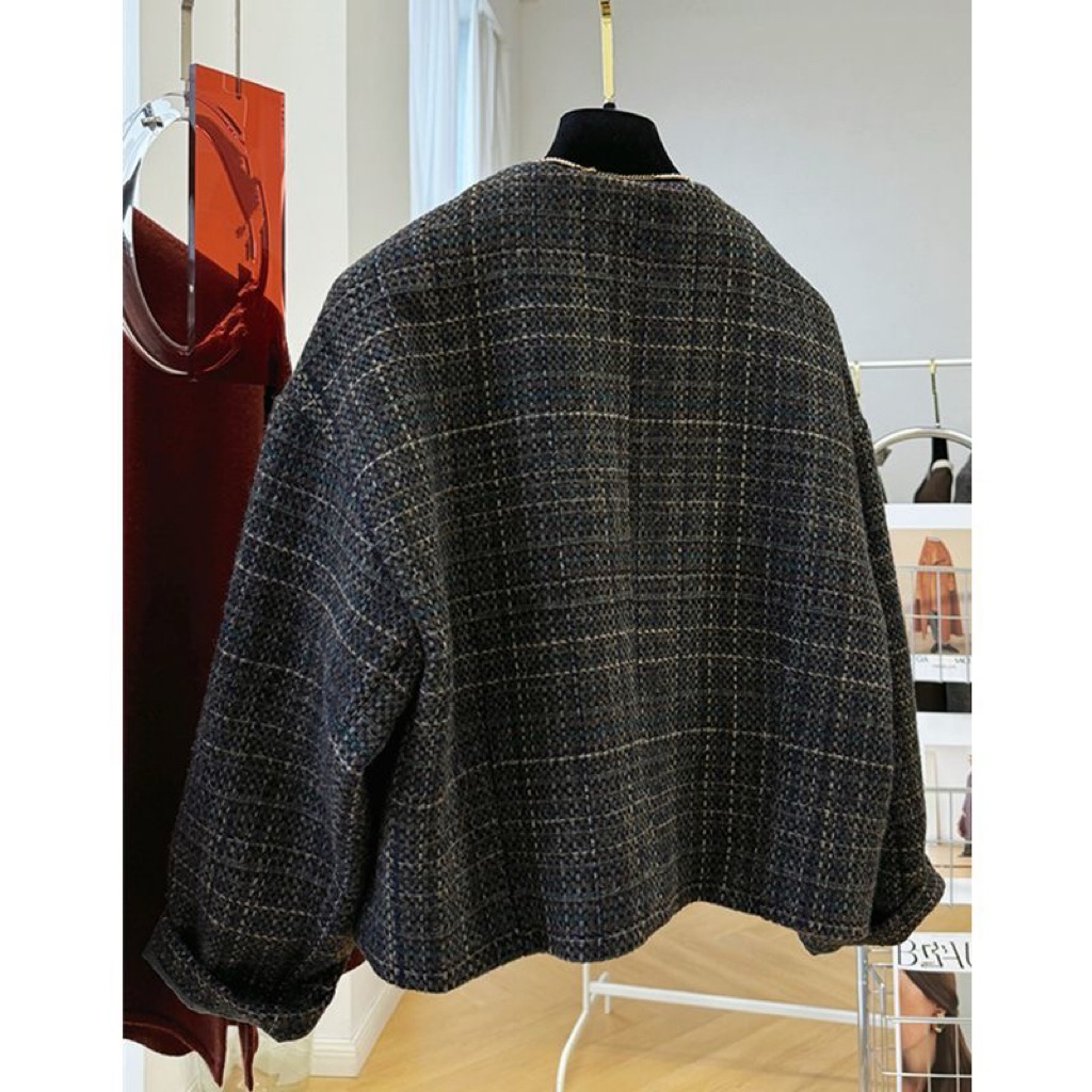【Ảnh Thật Shop-Hàng QC】 Áo Dạ Tweed Nữ Kẻ Hai Lớp Dày Dặn Dáng Lửng ,Áo Dạ Nữ Kiểu Basic Hàn Quốct | BigBuy360 - bigbuy360.vn