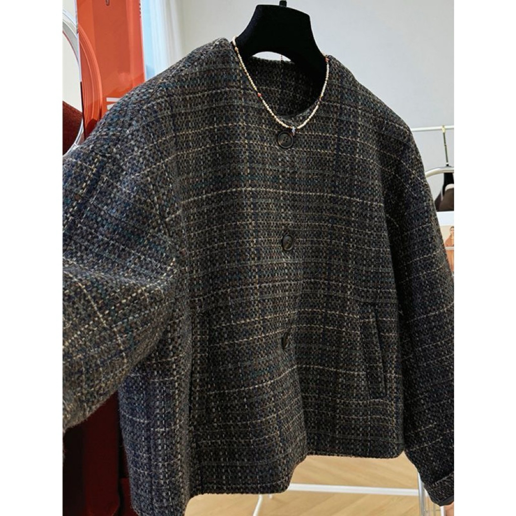 【Ảnh Thật Shop-Hàng QC】 Áo Dạ Tweed Nữ Kẻ Hai Lớp Dày Dặn Dáng Lửng ,Áo Dạ Nữ Kiểu Basic Hàn Quốct | BigBuy360 - bigbuy360.vn