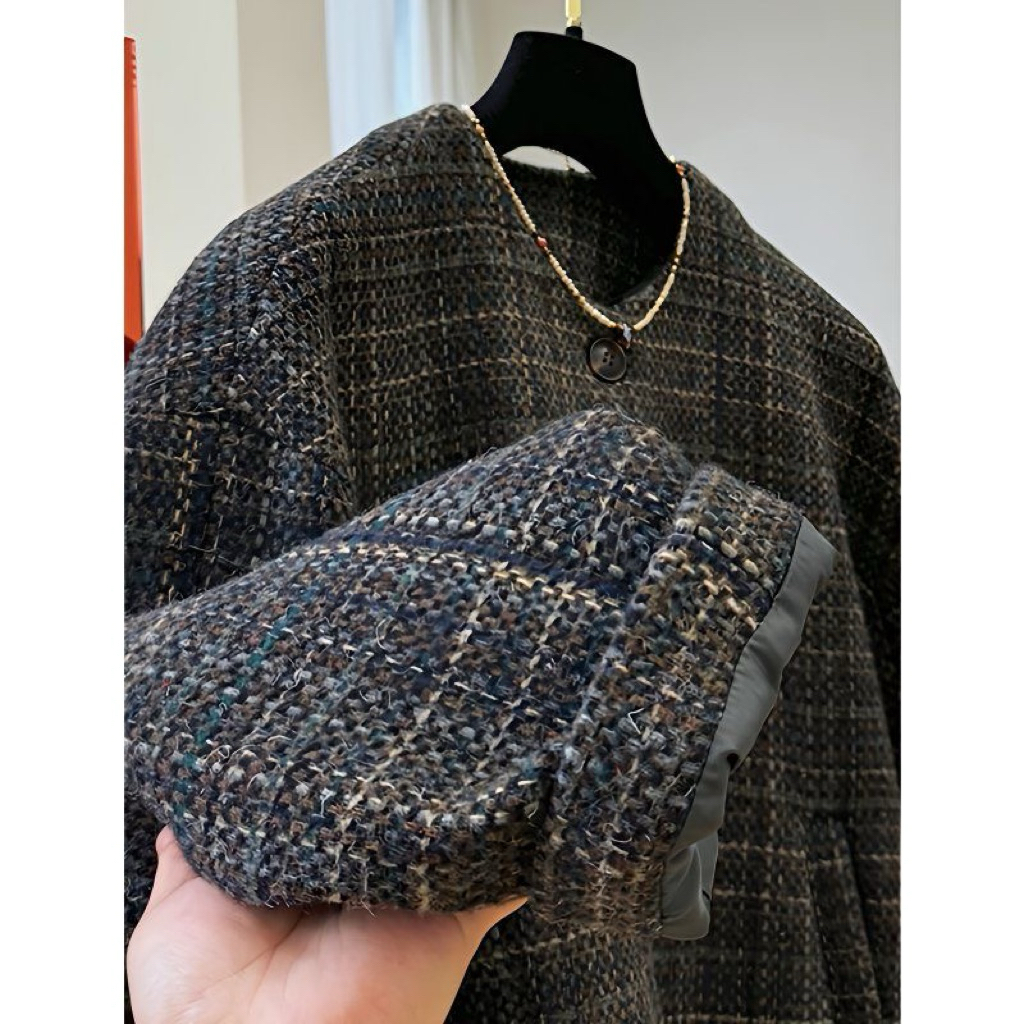 【Ảnh Thật Shop-Hàng QC】 Áo Dạ Tweed Nữ Kẻ Hai Lớp Dày Dặn Dáng Lửng ,Áo Dạ Nữ Kiểu Basic Hàn Quốct | BigBuy360 - bigbuy360.vn