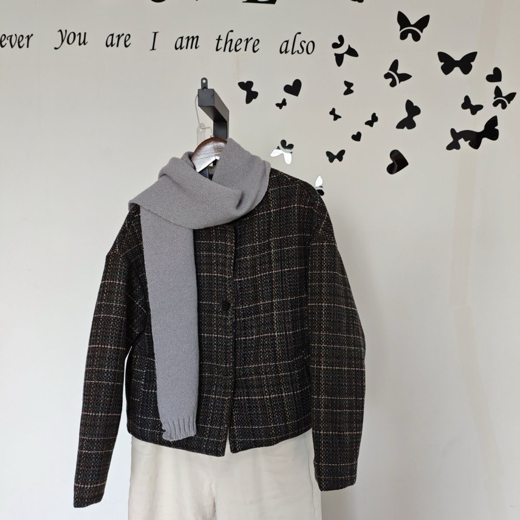 【Ảnh Thật Shop-Hàng QC】 Áo Dạ Tweed Nữ Kẻ Hai Lớp Dày Dặn Dáng Lửng ,Áo Dạ Nữ Kiểu Basic Hàn Quốct | BigBuy360 - bigbuy360.vn