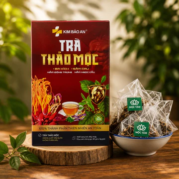 Trà Thảo Mộc Kim Bảo An Hộp 30 Gói - Trà Túi Lọc Thảo Mộc Thiên Nhiên Đinh Lăng, Ba Kích, Sâm Cau