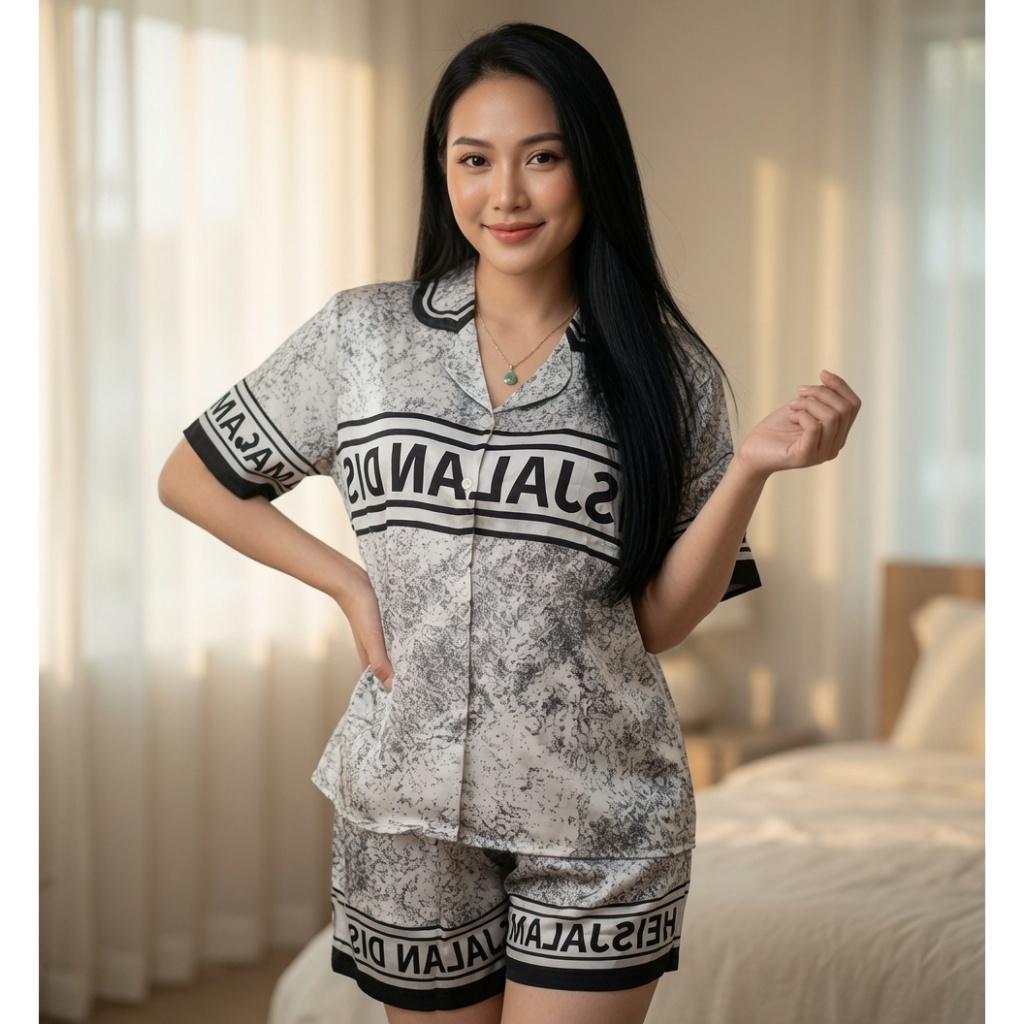 Đồ Bộ Mặc Nhà Pijama Tay Ngắn Quần Đùi Chất Liệu Lụa Latin Mềm Mịn Mát Dreamy - DN35