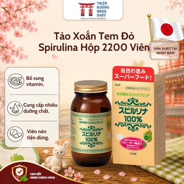 TPBVSK Tảo Xoắn Tem Đỏ Spirulina Nhật Bản Hộp 2200 Viên, Viên Tảo Xoắn Giúp Bổ Sung Vitamin