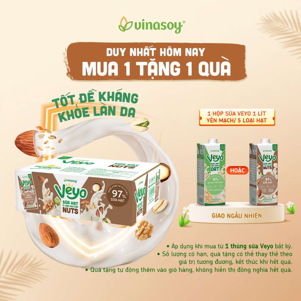 Thùng Sữa hạt 5 loại cao cấp Veyo Nuts (30 Hộp x 180ml)