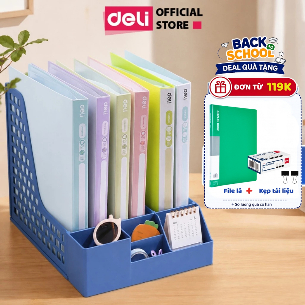 [🔥NEW] Kệ Đựng Tài Liệu Văn Phòng Deli 3 Ngăn/4 Ngăn Giá Để Hồ Sơ Khay Đựng File A4 Nhựa PP Cao Cấp