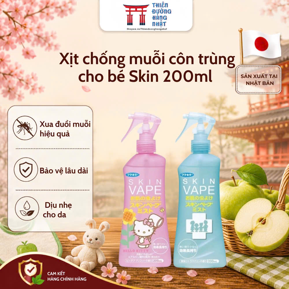 Xịt chống muỗi côn trùng cho bé Skin Nhật Bản 200ml giúp đuổi muỗi xua đuổi côn trùng