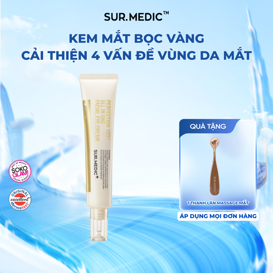 Kem Mắt Bọc Vàng Hỗ Trợ Cải Thiện Chuyên Sâu 4 Vấn đề Vùng Da Mắt SUR.MEDIC+ All In One Facial Eye Cream 35ml