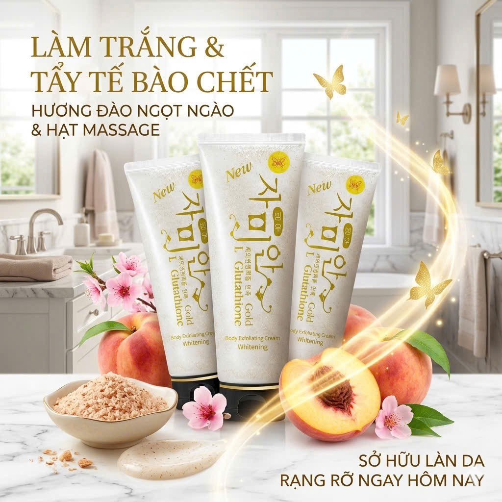 gold l-glutathione body exfoliating cream whitening Kem Tẩy Tế Bào Chết GoPerfect Trắng Da, Mờ Thâm Sạm, Nám Da 200ml Peptide Reconstitution Kit | Improve Performance BPC157:10mg