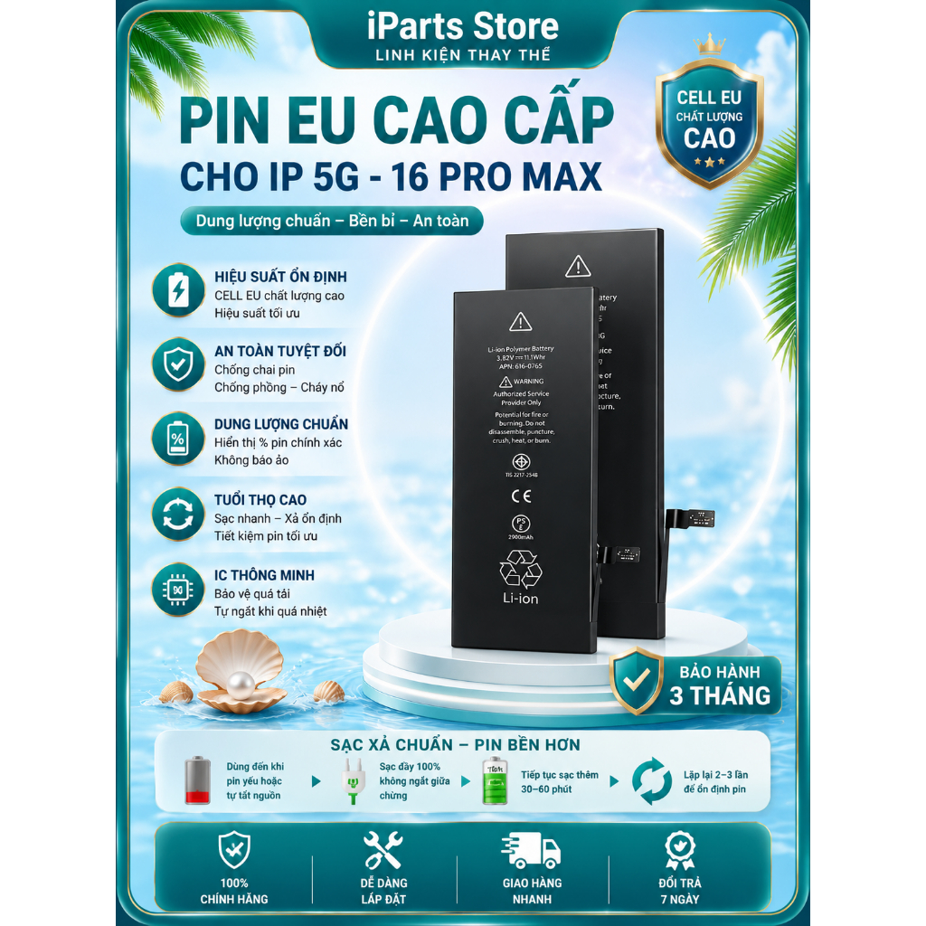 PIN EU CHO IP 5/6/7/8/X/11/12/13/14/15/16/17 DUNG LƯỢNG CHUẨN,ỔN ĐỊNH,BH 3 THÁNG Linh Kiện Thay Thế,