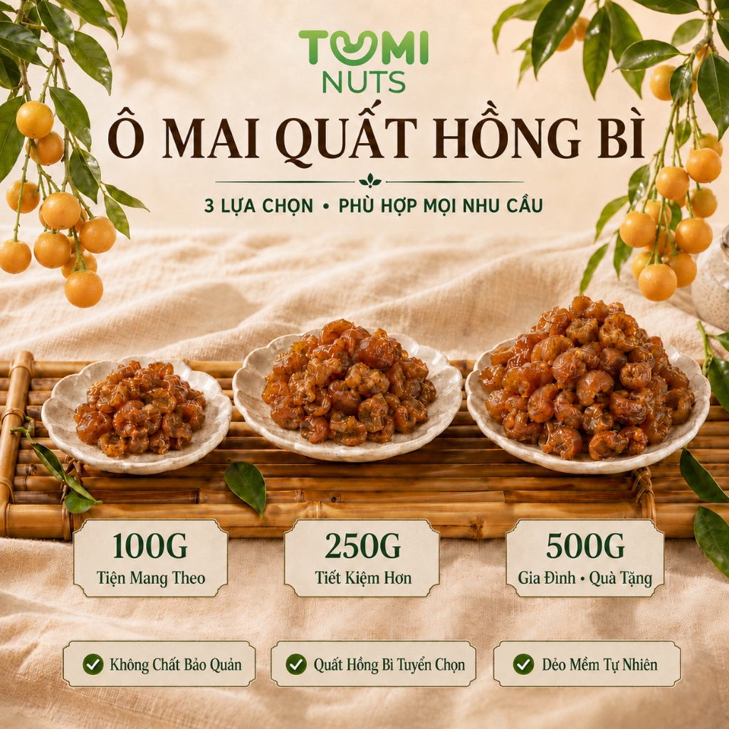 Ô Mai Quất Hồng Bì Chua Ngọt Tumi Nuts 100g 250g 500g – Dẻo Thơm, Ăn Là Ghiền
