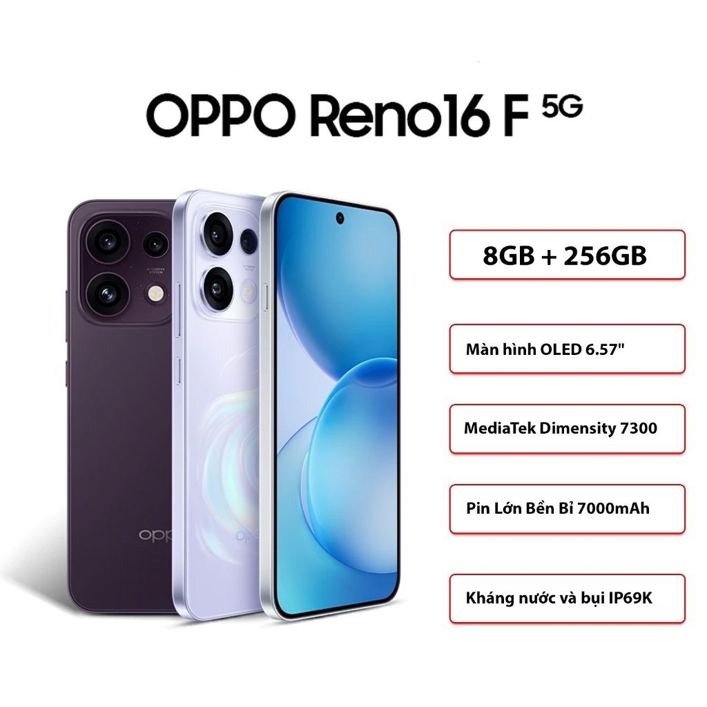 [ SẴN HÀNG GIAO NGAY ] Điện Thoại OPPO Reno16F 5G ( Reno 16F 8GB/256GB ) - Hàng Chính Hãng, Pin Khủng 7000mAh, Sạc 80W