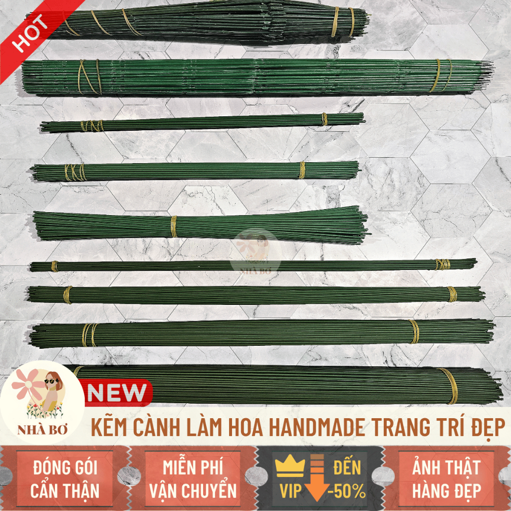 [COMBO GIẢM] 20 50 100 1kg kẽm cành trơn bọc nhựa 30 40cm cắm hoa trang trí handmade -Hoa Sáp Nhà Bơ