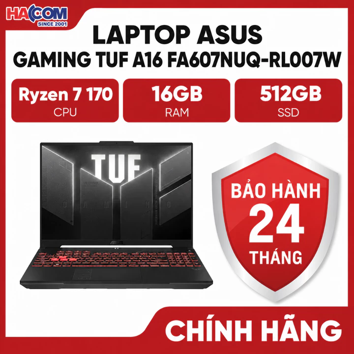 Laptop Gaming Asus TUF A16 FA607NUQ-RL007W (Ryzen 7 170/GeForce RTX™ 4050/16GB/512GB/Win 11) - BH 24 Tháng HACOM