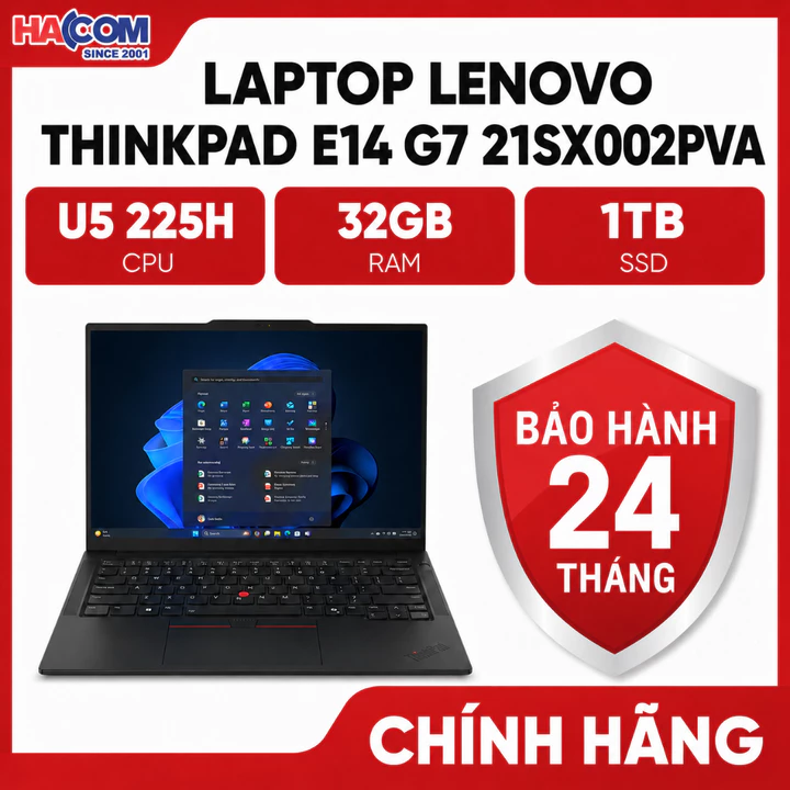 Laptop Lenovo Thinkpad E14 G7 21SX002PVA (U 5 225H/16GB RAM D5/1TB SSD/14 WUXGA/LEDKB/Dos/Đen)