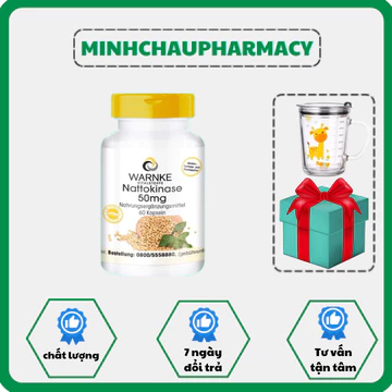 [HÀNG NHẬP KHẨU] Viên Chống Đông Máu, Đột Quỵ Warnke Nattokinase – Nattokinase 50mg Fermentiert 2000 FU Hộp 60 Viên