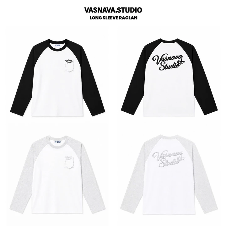 Áo Thun Dài Tay Raglan Thêu Nỗi Cotton 260gsm Vasnava Long Sleeve Raglan Henritage Unisex Form Boxy Cổ Tròn