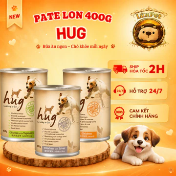 [Hoả tốc] Thức ăn cho chó Pate Hug cho chó mọi lứa tuổi lon 400gr, Pate Hug cho Chó nhiều vị thơm ngon