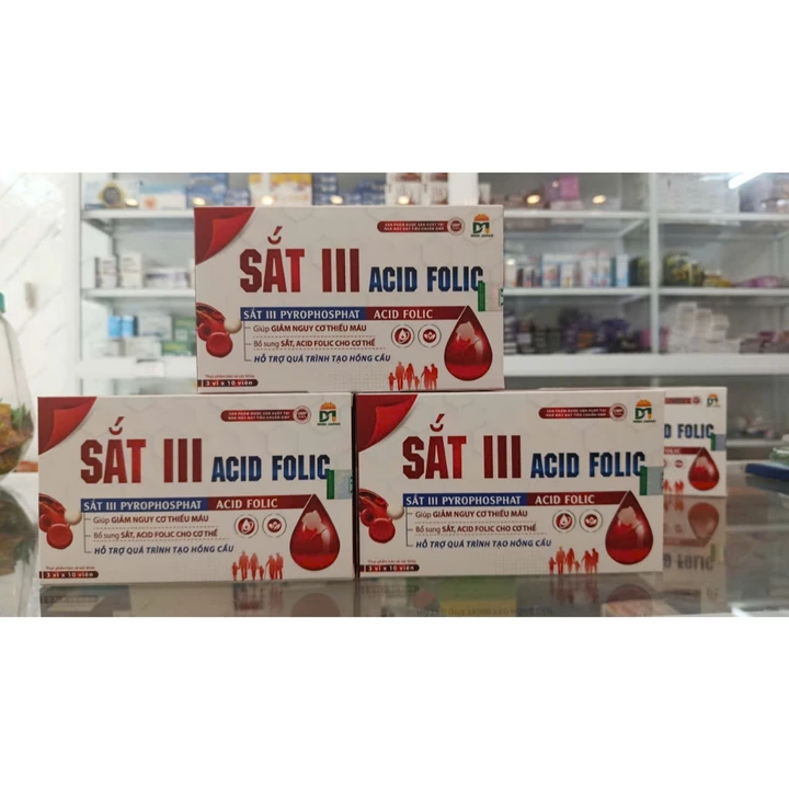 Viên sắt hữu cơ III acid folic giúp giảm nguy cơ thiếu máu, bổ sung sắt, acid folic cho cơ thể (hộp 30v)