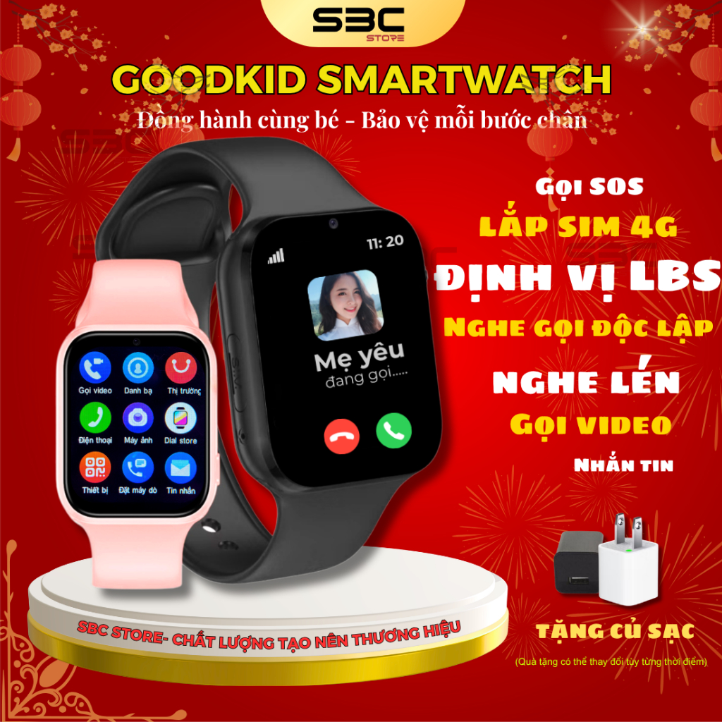 Đồng hồ thông minh định vị trẻ em GoodKid S06 36.5mm, lắp sim 4G,nghe gọi video, SOS, pin trâu 2025