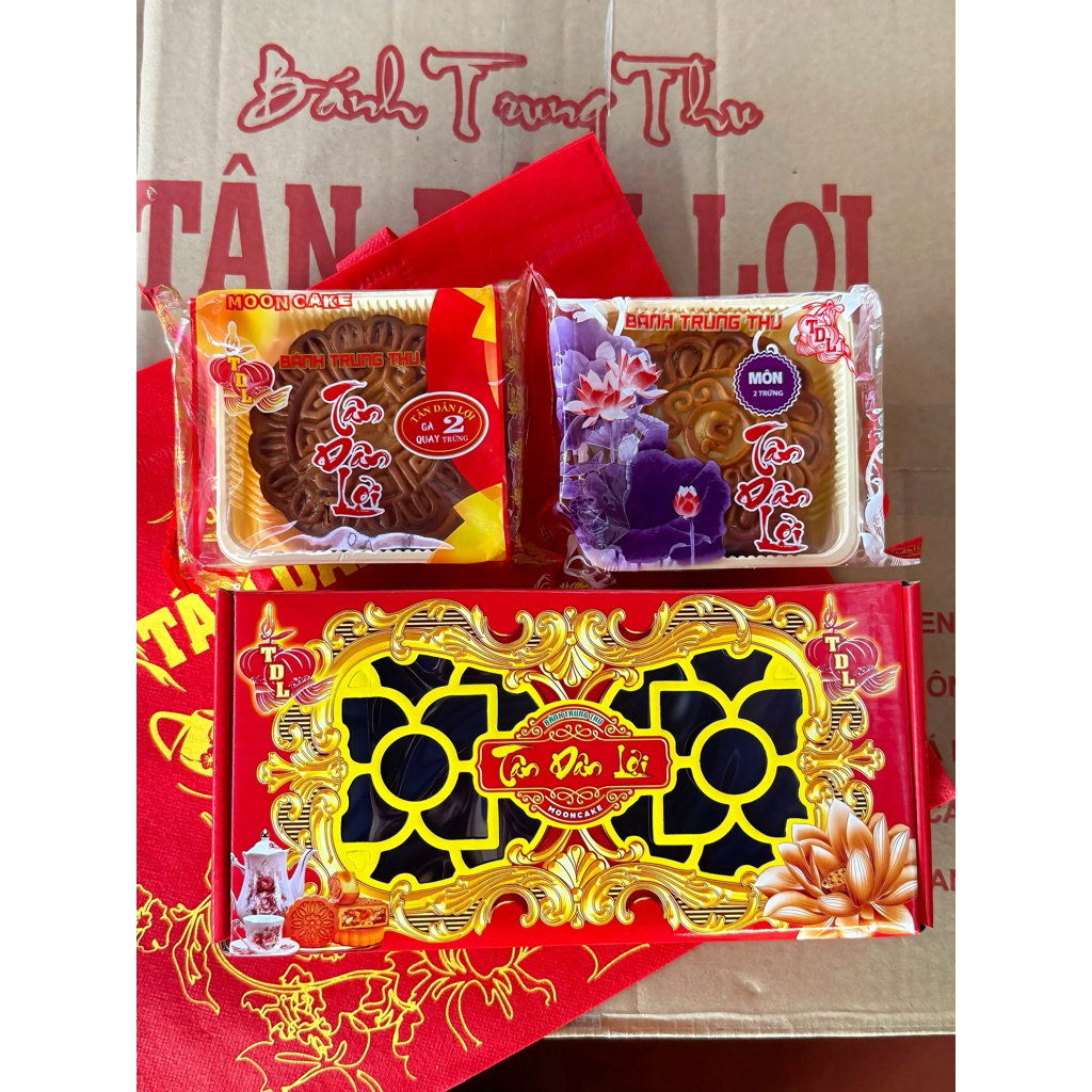 Combo 2 Bánh Trung Thu Tân Dân Lợi 200g 2Trứng [Bánh mới - Ít Ngọt] vị tuỳ chọn