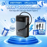 Sạc Dự Phòng 65W Vention 20000mAh, Hỗ Trợ Sạc Nhanh PD, Tích Hợp Cáp Sạc Type-C, Màn Hình LED Dùng Cho Điện Thoại Laptop — ảnh 1