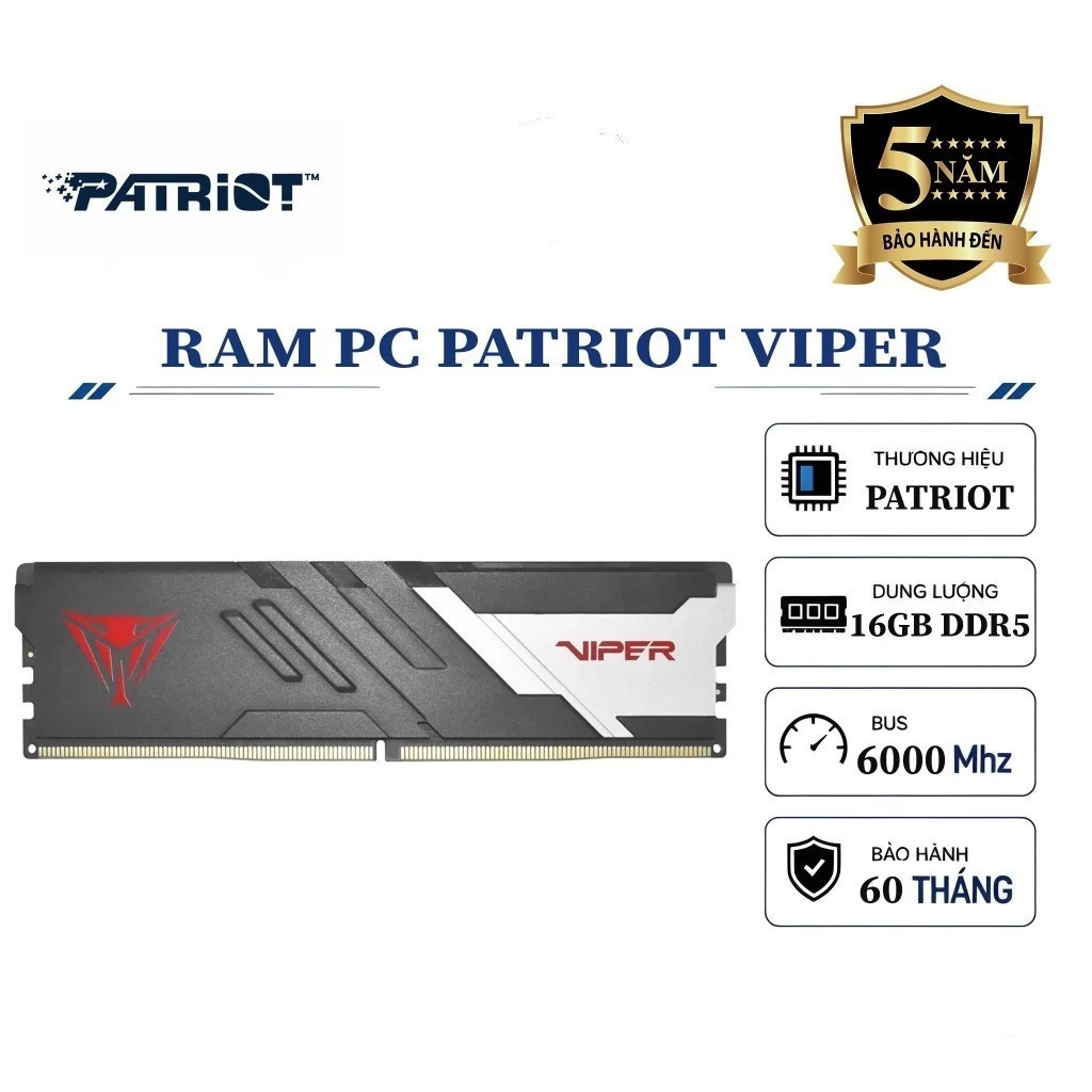 RAM Patriot EP Viper Venom 16GB DDR5 6000MHz | CL30, LGA1700,  AM5, bảo hành 5 năm | BigBuy360 - bigbuy360.vn