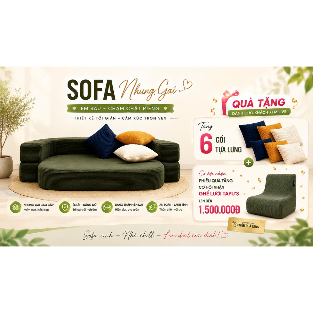 Sofa Giường Đa Năng Tapu's - Sofa Hút Chân Không Gấp Gọn 2 Trong 1 Cao Cấp ( Tặng Kèm 4 Gối) | BigBuy360 - bigbuy360.vn