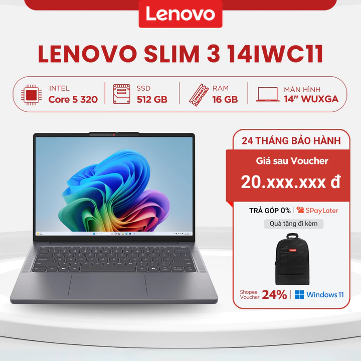 Laptop Lenovo IdeaPad Slim 3 14IWC11 83RQ002NVN (Core 5 320 | 16GB | 512GB SSD | 14" WUXGA |3C 60Wh)