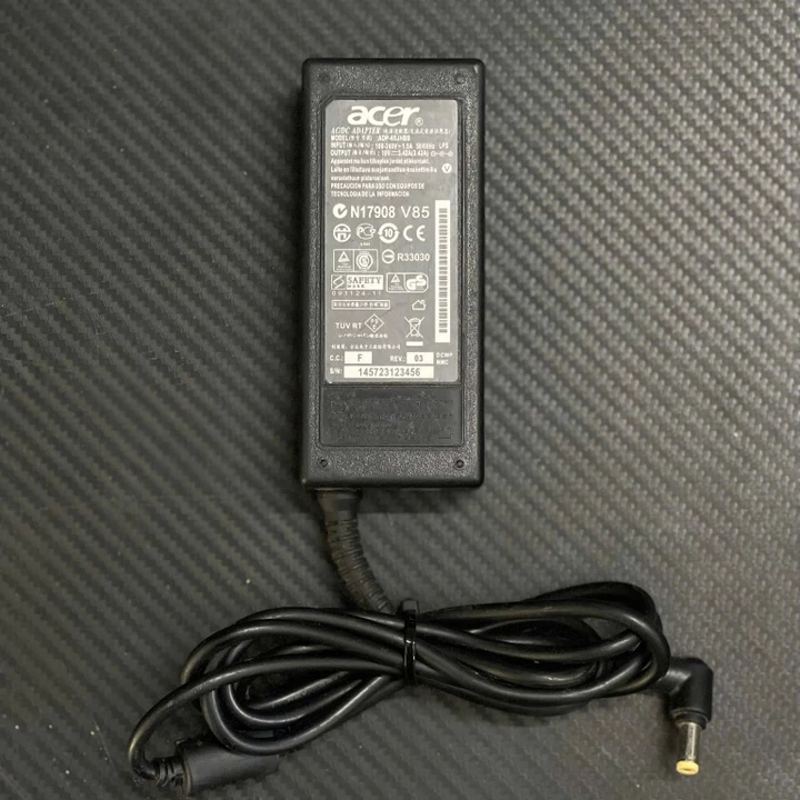 Sạc laptop Acer cũ zin chân to 5.5mm 19V-3,43A 65W , 19V-2,37A 45W không kèm dây nguồn