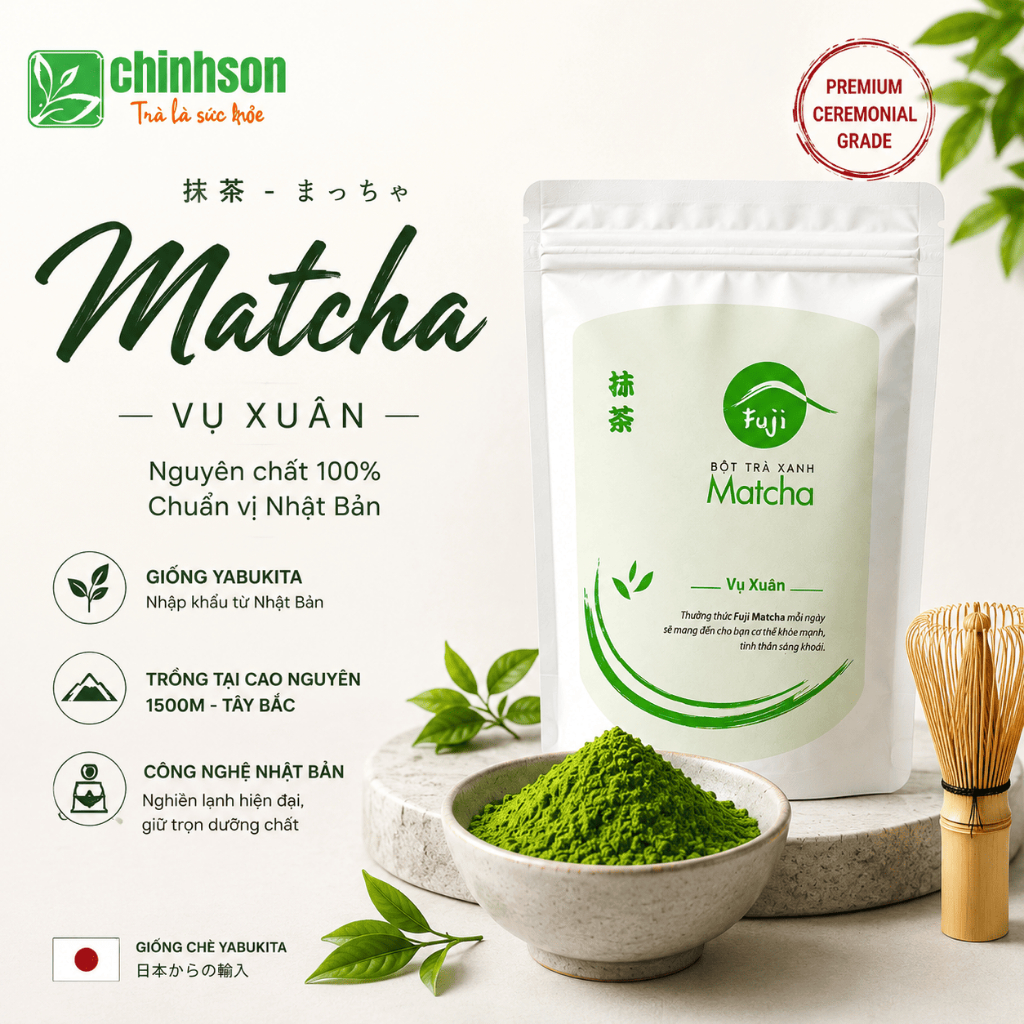 Fuji Matcha Xuân CHINHSON 100g/500g, Bột Trà Xanh Nguyên Chất Công Nghệ Nhật Cho Đồ Uống, Làm Bánh | BigBuy360 - bigbuy360.vn