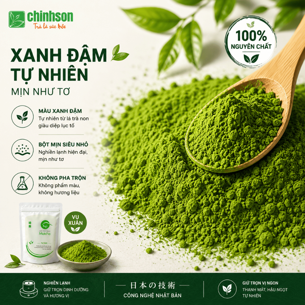 Fuji Matcha Xuân CHINHSON 100g/500g, Bột Trà Xanh Nguyên Chất Công Nghệ Nhật Cho Đồ Uống, Làm Bánh | BigBuy360 - bigbuy360.vn