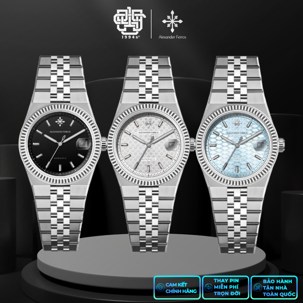 Đồng Hồ Nam Alexander Ferros 8182S Automatic, Size 36mm, Kính